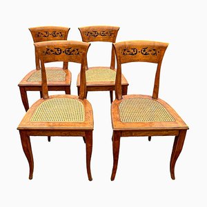 Early Biedermeier Dining Chairs in Fruit Wood, Germany, 1850s, Set of 4