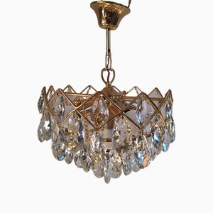 Lustre Circulaire Vintage en Cristal, Italie, 1950s