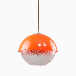 Italian Space Age Orange Acrylic Glass Pendant Lamp, 1970s