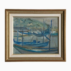 Moya Claire Dyring, French Marine Scene, 1950s, Oil Painting, Framed