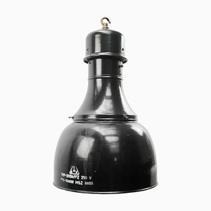 Lámpara colgante industrial vintage de fábrica esmaltada en negro