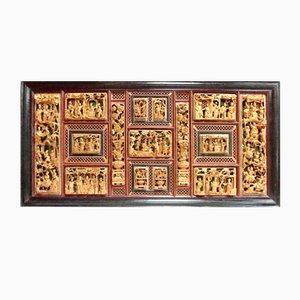 Large Asian Lacquered Wood Panel
