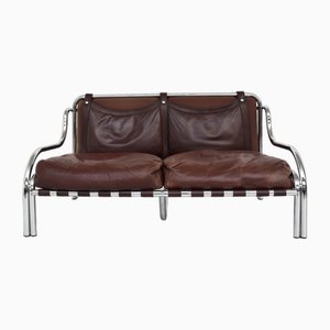 Leather Two-Seater Sofa Mod. String by Gae Aulenti for Poltronova, Italy, 1962