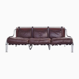 Leather Three-Seater Sofa Mod. String by Gae Aulenti for Poltronova, Italy, 1962