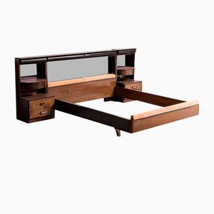 Double Bed in Wood and Fabric, 1970s