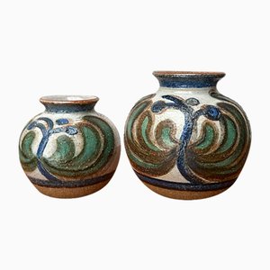 Mid-Century Modern Danish Studio Pottery Cactus Series Ball Vases from Søholm, 1960s, Set of 2