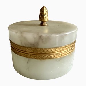 Mid-Century Italian Marble Lidded Jar with Gilded Accents, 1969