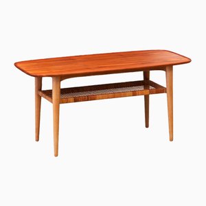 Danish Coffee Table in Teak with Scalloped Edges and Magazine Shelf, 1960s