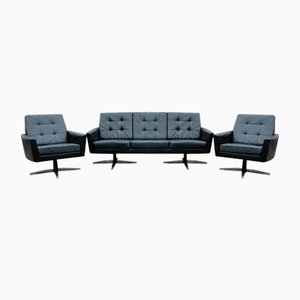 Mid-Century Ledersofas & Sessel von Krasemann, 1960er, 3er Set