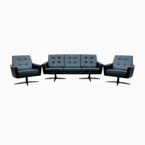 Mid-Century Ledersofas & Sessel von Krasemann, 1960er, 3er Set