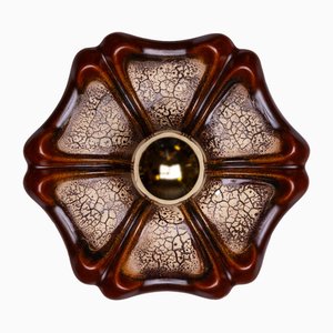 Hexagonal Floral Wall Lamp in Ceramic from Hustadt Germany, 1970s