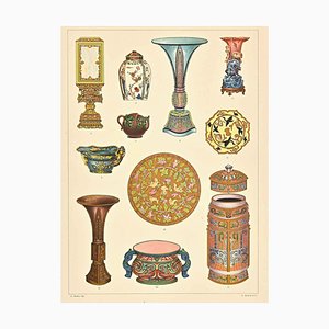 A. Alessio, Motifs Décoratifs : Chinois, Chromolithographie, Début 20e Siècle