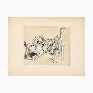 Jacques Beltrand, The Village, Original Etching on Paper, Early 20th Century