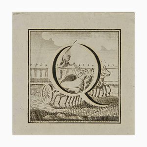 Luigi Vanvitelli, Letter of the Alphabet Q, Etching, 18th Century