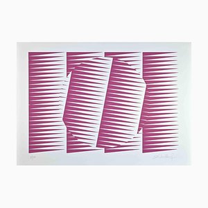 Victor Debach, Composizione astratta rosa, Serigrafia, anni '70