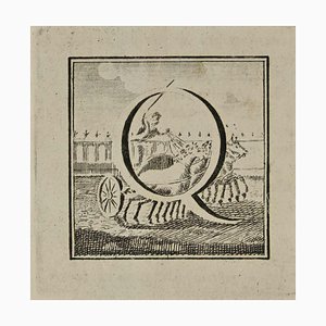 Luigi Vanvitelli, Letter of the Alphabet Q, Etching, 18th Century