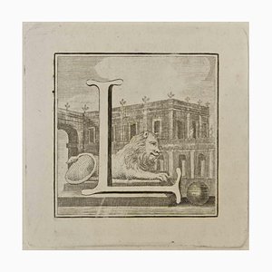 Luigi Vanvitelli, Letter of the Alphabet L, Etching, 18th Century