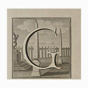 Luigi Vanvitelli, Letter of the Alphabet G, Etching, 18th Century