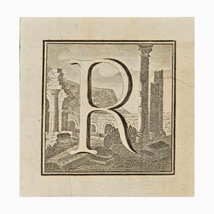 Luigi Vanvitelli, Letter of the Alphabet R, Etching, 18th Century