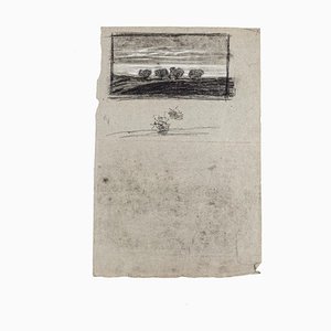 Unknown, Landscape, Drawing in Charcoal and Pencil on Paper, 19th Century