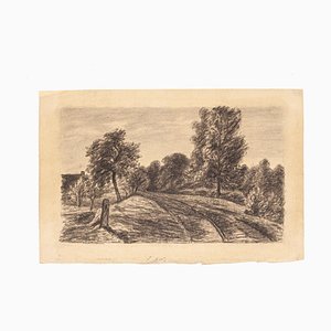 Unknown, Landscape, Drawing in Pencil on Paper, 20th Century