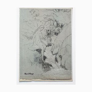 Marcel Mangin 1, Ragazza nel bosco, Disegno a matita su carta, XX secolo