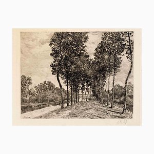 Después de Alfred Sisley, paisaje, aguafuerte, del siglo XIX.