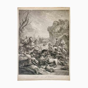 Jean Jaques Flipart, A la caza del oso, Grabado, siglo XVIII