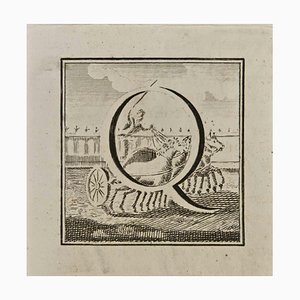 Luigi Vanvitelli, Letter of the Alphabet Q, Etching, 18th Century