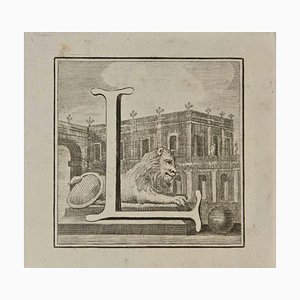 Luigi Vanvitelli, Letter of the Alphabet L, Etching, 18th Century