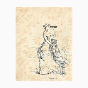 Alfred Stevens, The View, litografia, 1880s