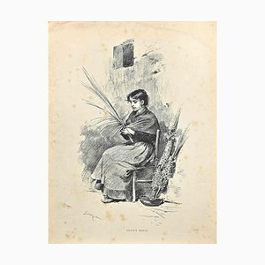 Adrien Marie, Young Peasant, Lithograph, Late 19th Century