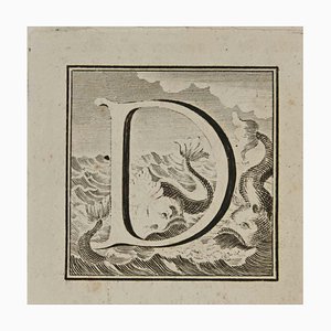 Luigi Vanvitelli, Letter of the Alphabet D, Etching, 18th Century