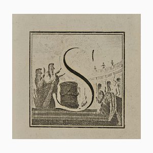 Luigi Vanvitelli, Letter of the Alphabet S, Etching, 18th Century