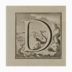 Luigi Vanvitelli, Letter of the Alphabet Q, Etching, 18th Century