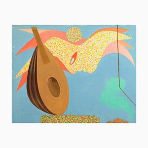 Leo Guida, mandolina, óleo sobre lienzo, años 70