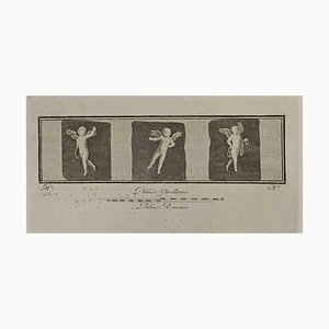 Inconnu, Cupidon dans trois cadres, Eau-forte, 18e siècle