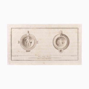 Aniello Cataneo, Oil Lamp with Decoration, Etching, 18th Century