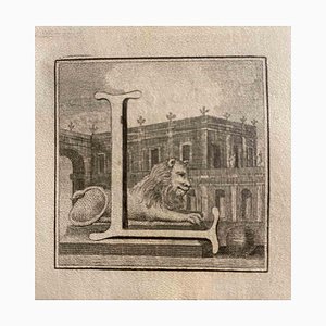 Luigi Vanvitelli, Letter of the Alphabet L, Etching, 18th Century