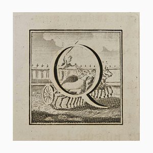 Luigi Vanvitelli, Letter of the Alphabet Q, Etching, 18th Century