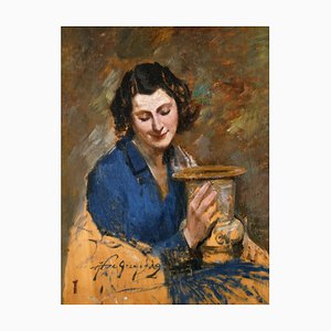 Francesco De Gregorio, Portrait of a Woman, Oil Painting, 1915