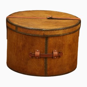 Baule per cappelli in legno e pelle