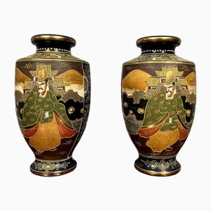 Japanese Vases in Satsuma Porcelain, Set of 2