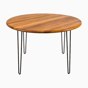 Round Dining Table in Teak with Steel Legs, 1986