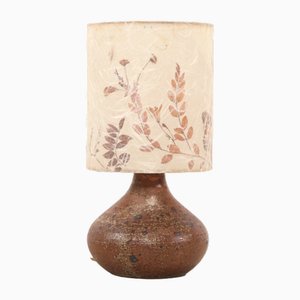 Lampada da tavolo Mid-Century in ceramica con cappuccio a fiori secchi, anni '60