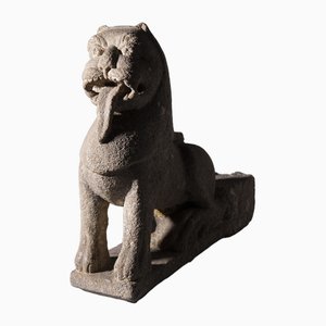 Wei Dynasty Chinese Lion Sculpture in Stone, 1800s