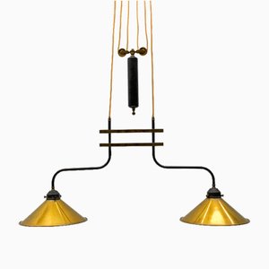 Mid-Century Brass and Metal Billiard Ceiling Lamp, 1960s