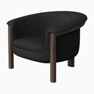 Modern Agnes Armchair in Walnut and Black Wool Fabric by Javier Gomez