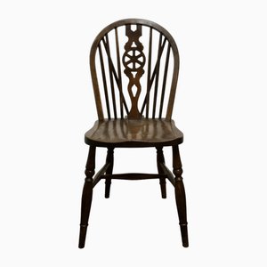 Victorian Harlequin Wheel Back Windsor Dining Chairs in Beech and Elm, Set of 5