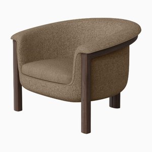 Modern Agnes Armchair in Walnut and Brown Wool Fabric by Javier Gomez